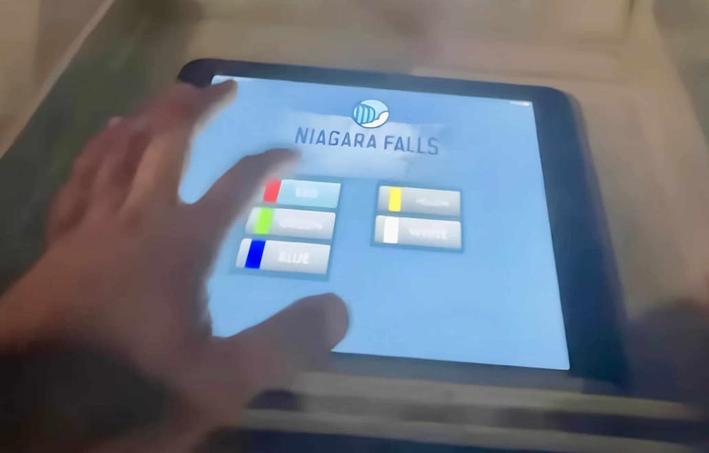 Illumination Tower Experience - Change the colours of the waterfalls