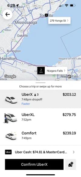 How to Get to Niagara Falls From Toronto by Bus, Train, Uber or Tour 6 Taking an Uber from Niagara Falls to Toronto