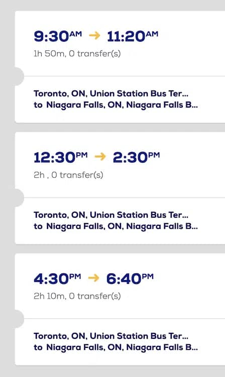 How to Get to Niagara Falls From Toronto by Bus, Train, Uber or Tour 1 Taking a bus from Toronto to Niagara Falls