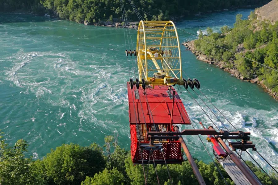 Niagara Falls with Kids: The Complete Family Guide to What's Worth It and What Isn't 3 Whirlpool Aerocar cable car travelling over the Niagara Gorge and whirlpool
